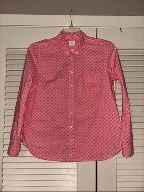 GAP Pink Button-Down Shirt with Coral Elephant Print